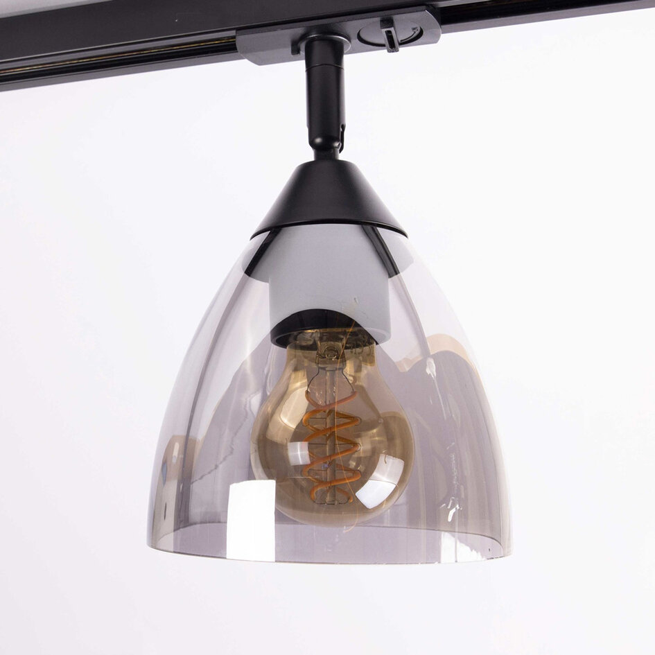 Spotlampe til 1-faset lysskinne - Jenna - smoke glas