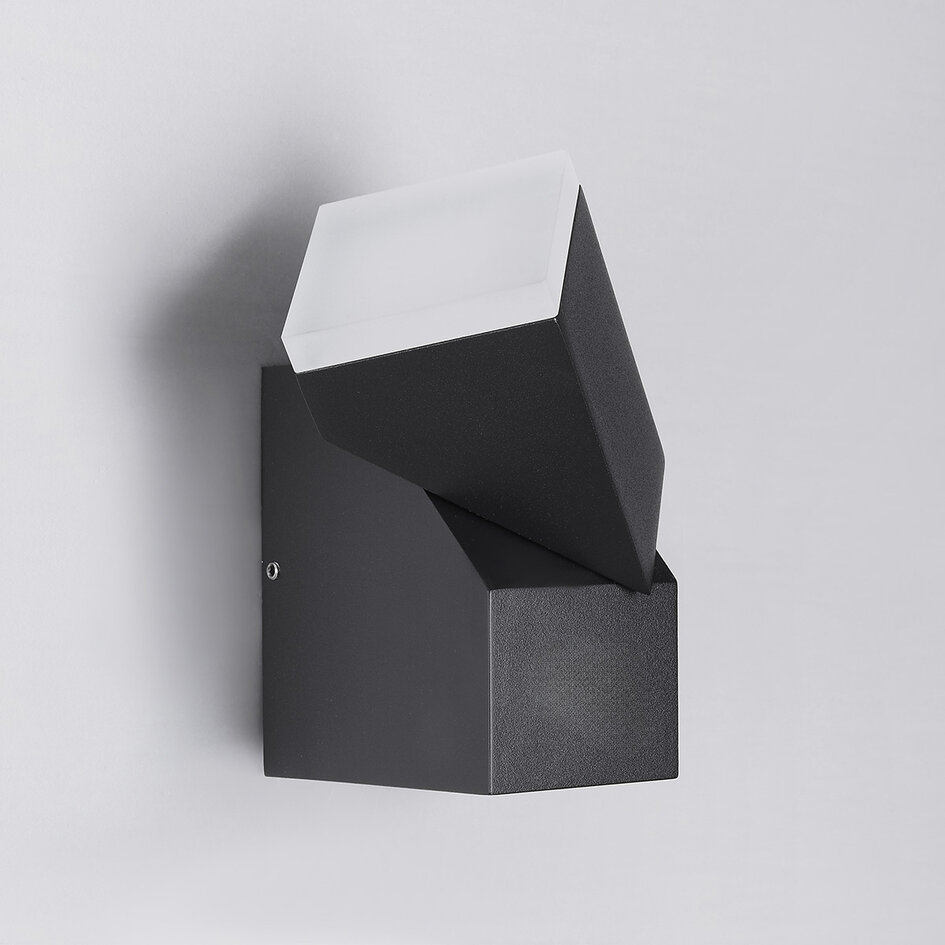 Justérbar væglampe, udendørs - Mila - sort