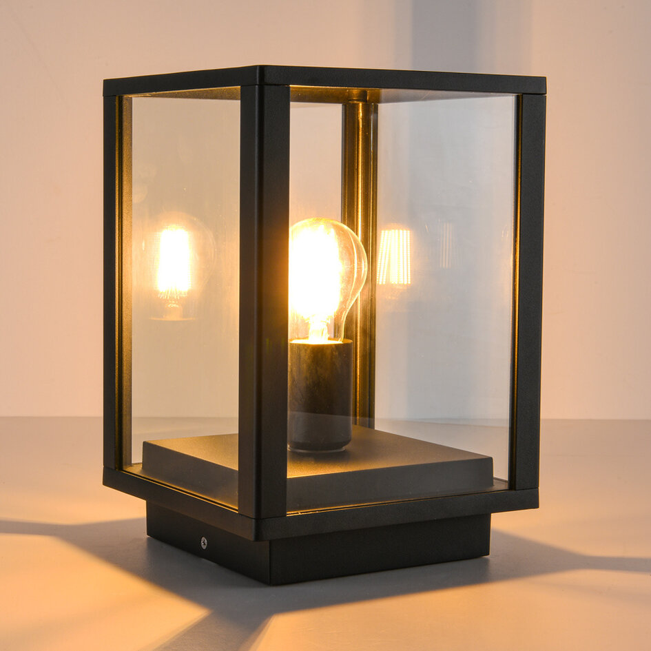 Fastsiddende lanterne, E27 - udendørslampe - Sem - sort