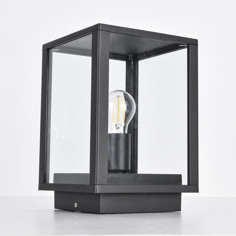 Fastsiddende lanterne, E27 - udendørslampe - Sem - sort