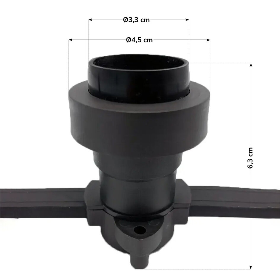 Løs E27 fatning inkl. tætningsring - sort