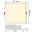 LED Downlight - firkantet - 18 watt - 220 x 220mm