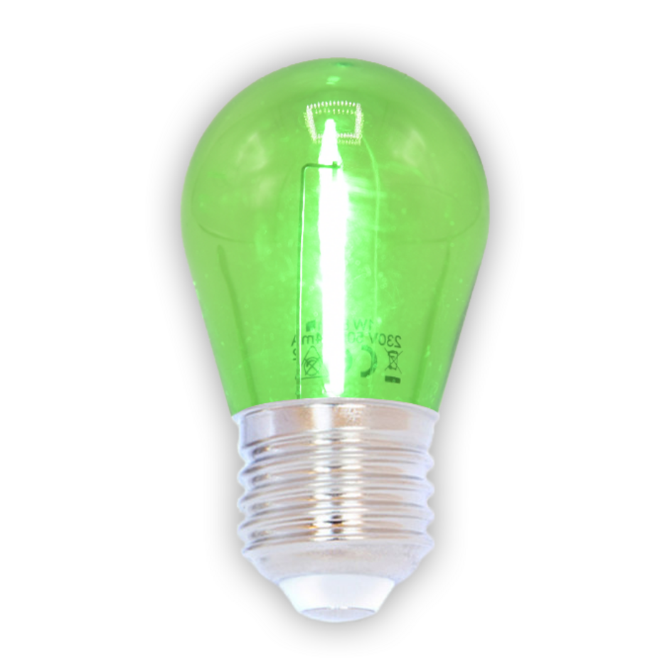 Grøn filament LED-pære - 1 watt / Ø44