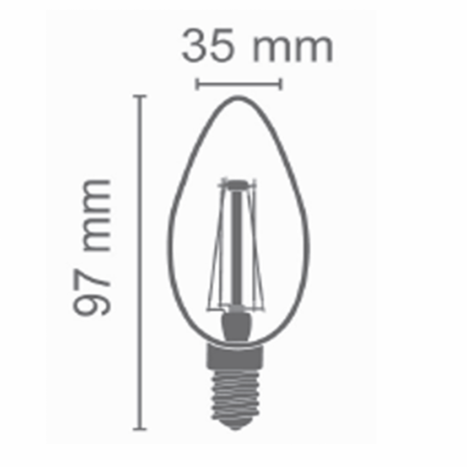 Dæmpbar C35 E14 LED-kertepære med filament, amber 1,6W