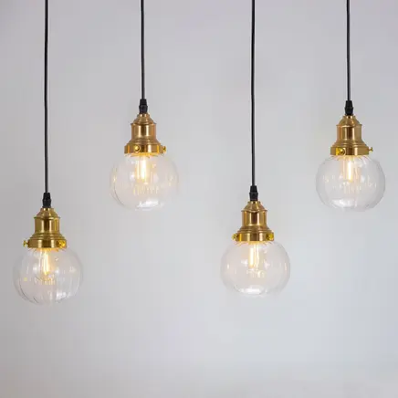 2. sortering: Art déco-pendel Bologna med 4 lyskilder i transparent glas