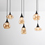 Pendel Loic, 6 lyskilder med amber glas - sort