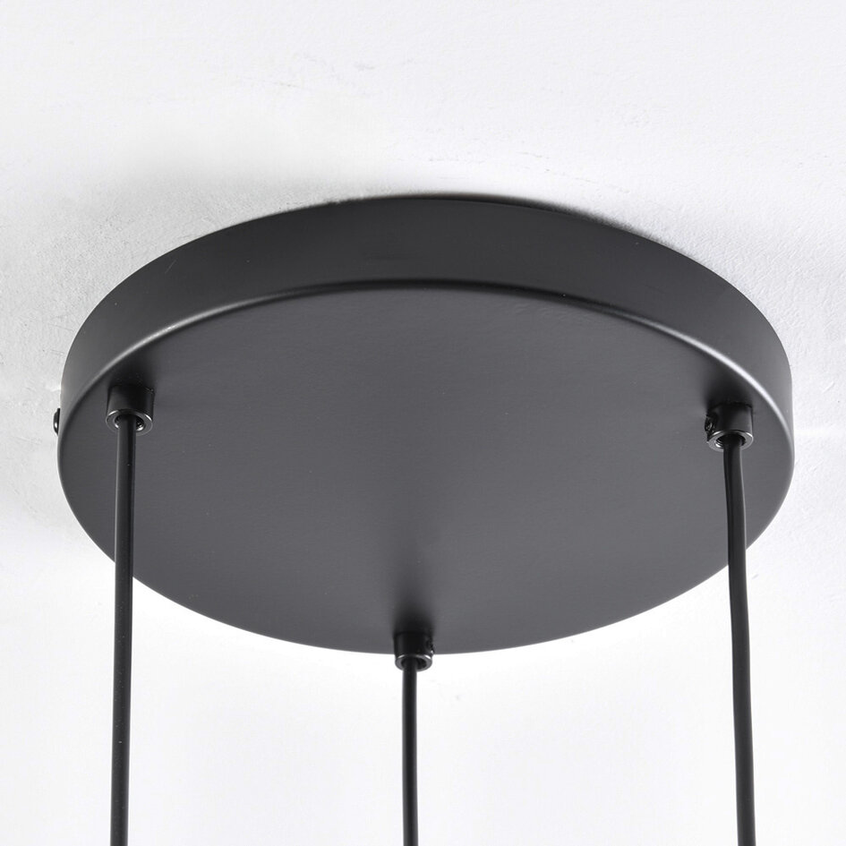 Moderne pendel med gråt matglas, 3-lys - Brinati