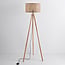 Gulvlampe Vime tripod med rattanskærm - træ