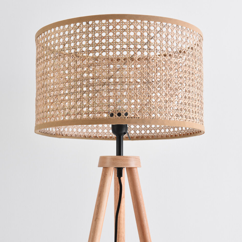 Tripod-gulvlampe med lampeskærm i rattan - Vime