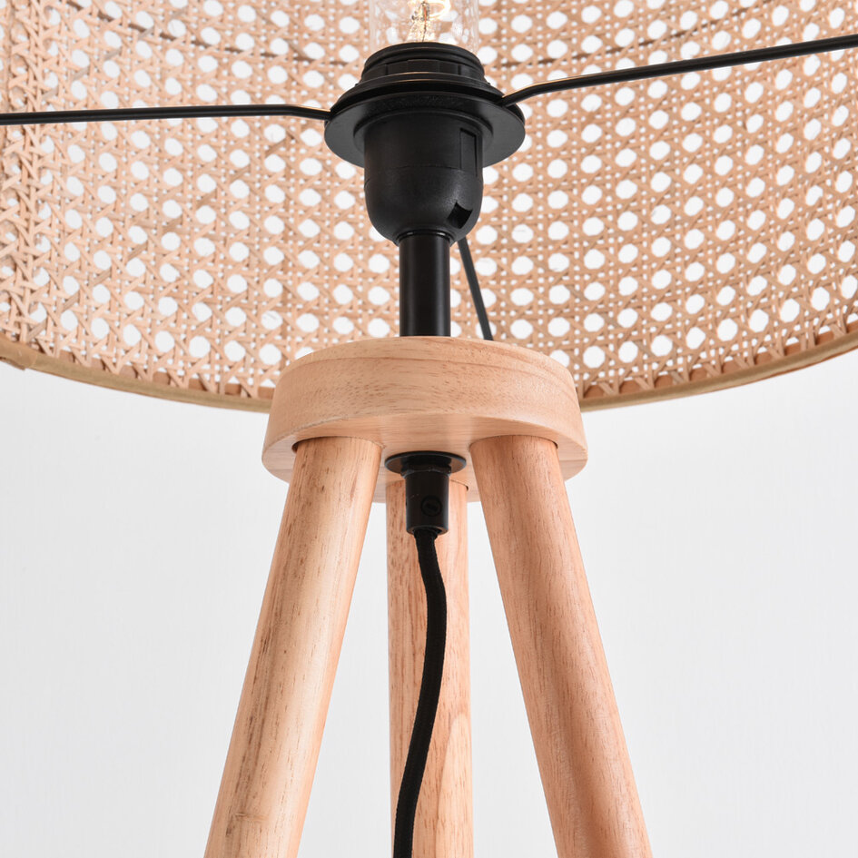 Tripod-gulvlampe med lampeskærm i rattan - Vime