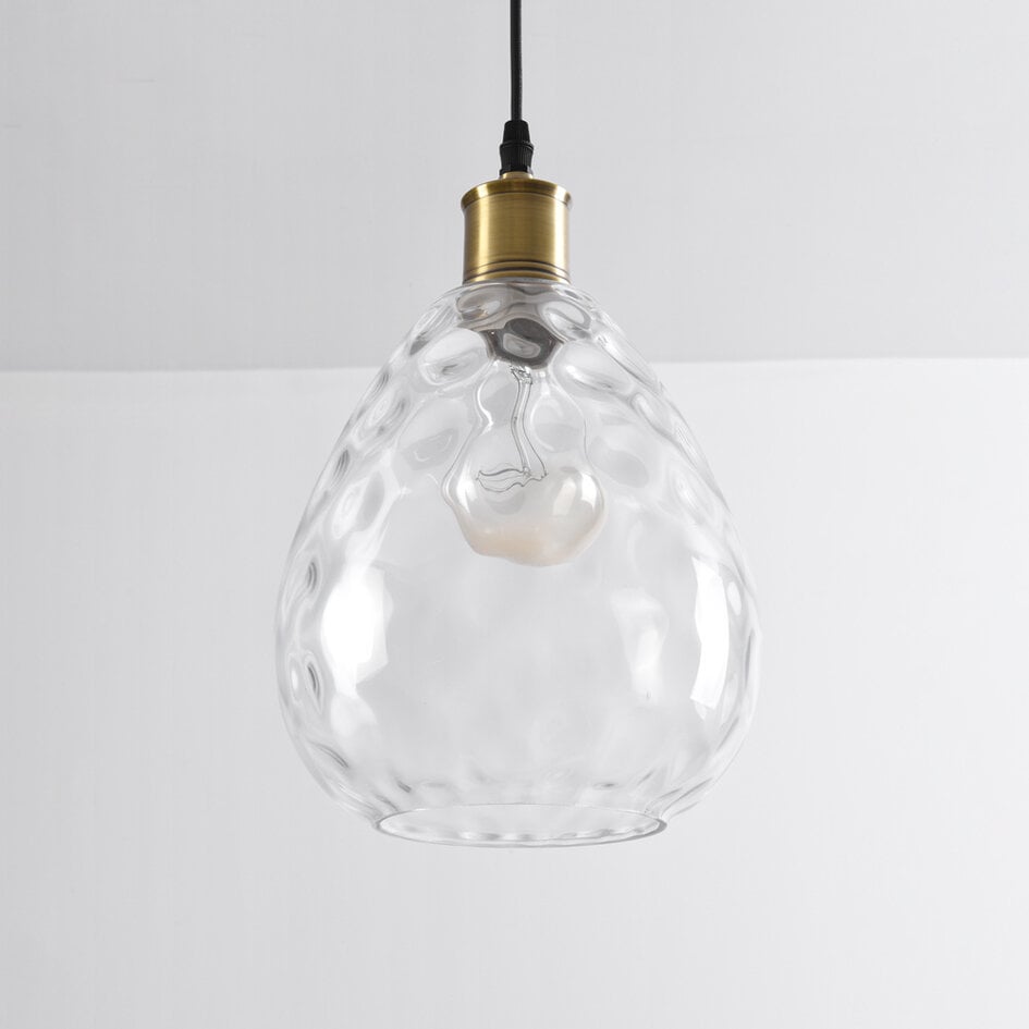 Pendel Verona, 1 lyskilde - transparent glas i dråbeform med bløde former