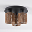 Boho-chic loftlampe med flettet reb, 3 lyspunkter - Canna - sort