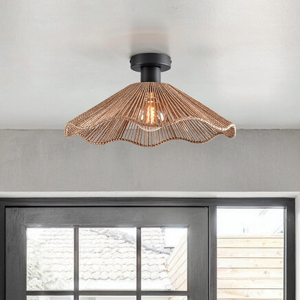 Loftlampe Carta med 1 lyskilde - sort og reb