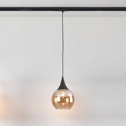 1-faset skinnependel Nya med rundt amber glas