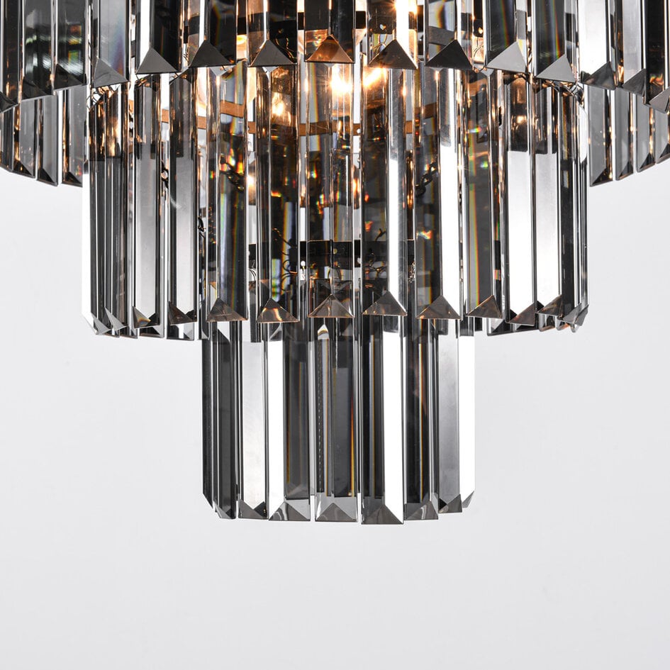 Loftlampe Royce i luksuriøst sort design - røgfarvet glas