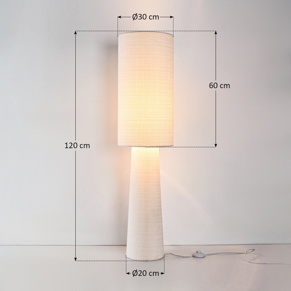 Gulvlampe Lumo i japandistil - hvidt stof