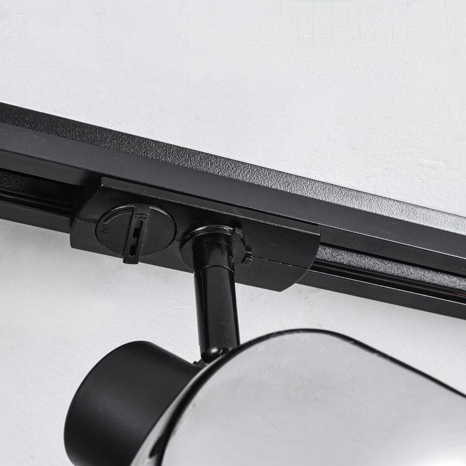 1-faset lysskinnesystem - 3 meter med Juna spotlamper - sort og smoke glas