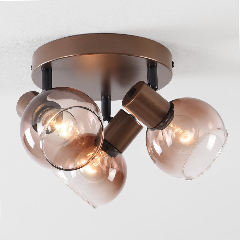 Loftlampe Terra 3 lyskilder - brunt glas med ombré