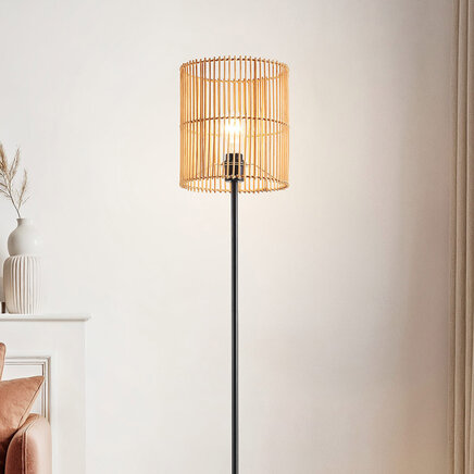 Standerlampe med lampeskærm i naturlook - Nord