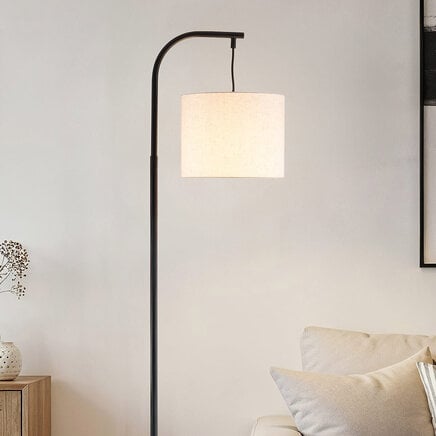 Gulvlampe Hygge med hørskærm - sort
