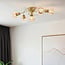 Loftlampe Globe med 5 lyskilder - guld og amber glas