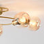 Loftlampe Globe med 5 lyskilder - guld og amber glas