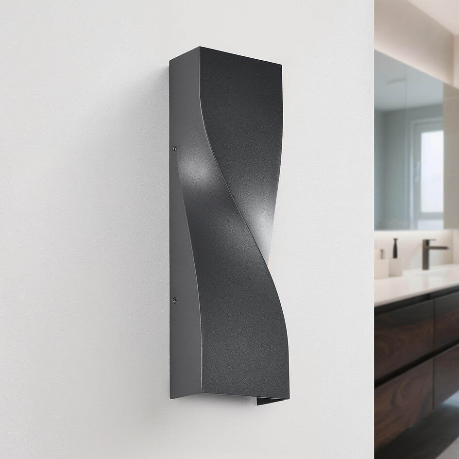 Moderne op-ned-badeværelseslampe Aurelia - antracitgrå