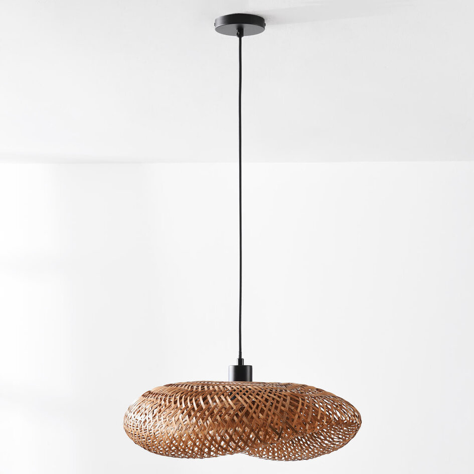 Bambus-pendel med håndflettet lampeskærm, Ø50 cm - Texta