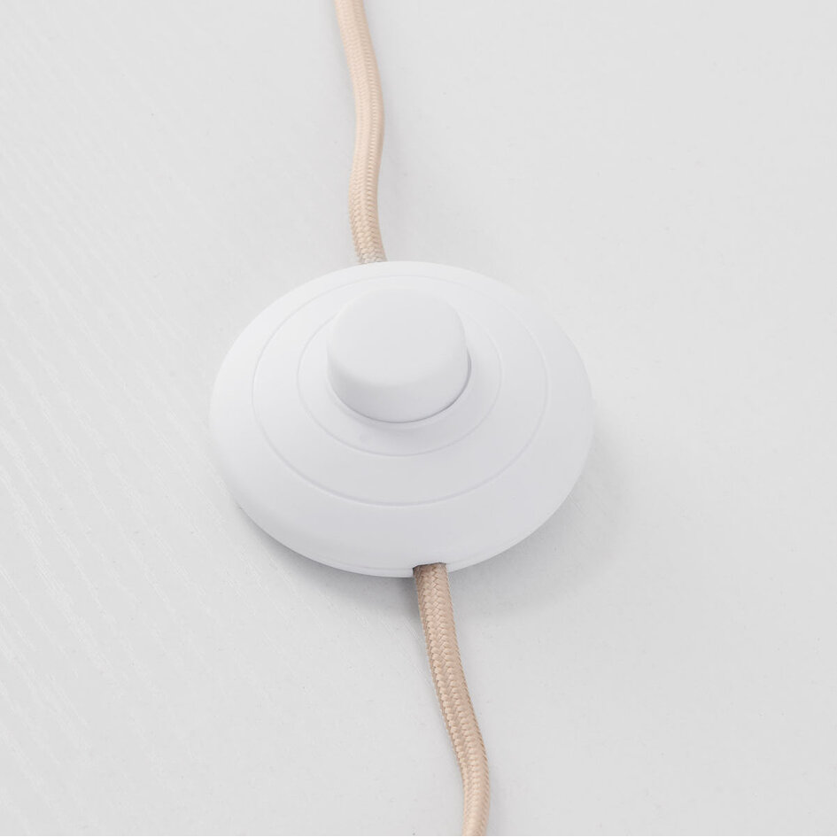 Japandi bueformet lampe Marell – beige armatur med linnedskærm