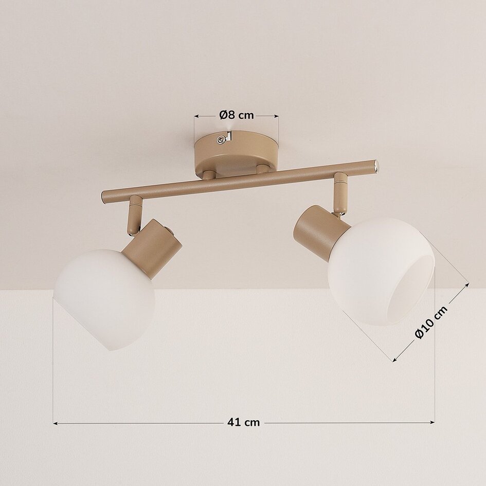 Loftlampe Phiene med 2 justerbare lyskilder - beige og opalhvid