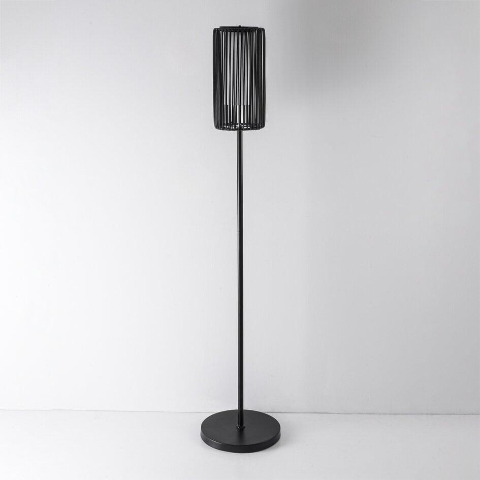 Stående solcellelampe Chara med flettet design - sort og integreret LED