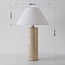 Japandi bordlampe Table med travertinlook og hørskærm
