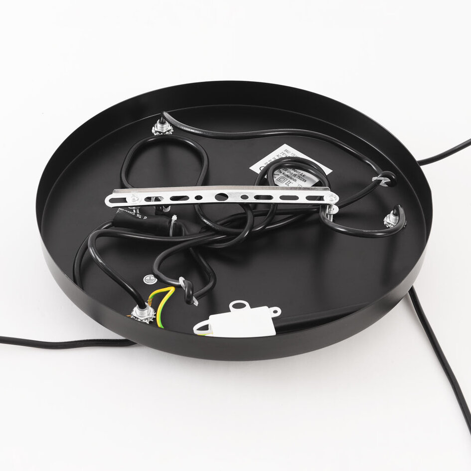 Hængelampe Lumra af reb i sort og naturfarvet – 3-lys