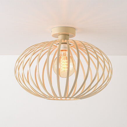 Loftlampe Grata i beige med åben metalramme
