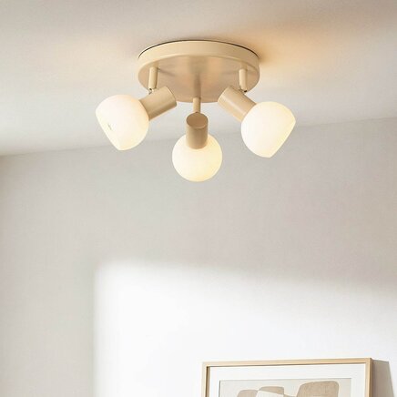 Loftlampe Orlando, 3 lyskilder med opalhvidt glas - beige