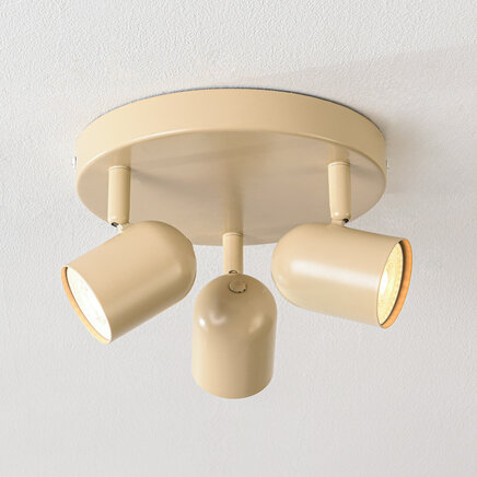 Loftlampe Caro med 3 lyskilder i beige og justerbare spots