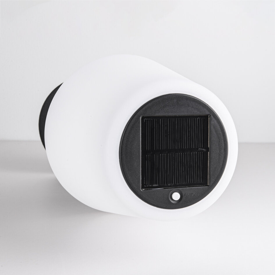 Lucen solcelledrevne bordlampe med metalfod og varmhvidt lys