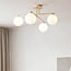 Justerbar loftlampe Nymo med 4 lyskilder - beige med mælkehvidt glas