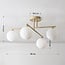 Justerbar loftlampe Nymo med 4 lyskilder - beige med mælkehvidt glas