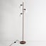 Gulvlampe Jesse, 3 lyskilder med mælkehvidt glas - brun