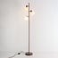 Gulvlampe Jesse, 3 lyskilder med mælkehvidt glas - brun