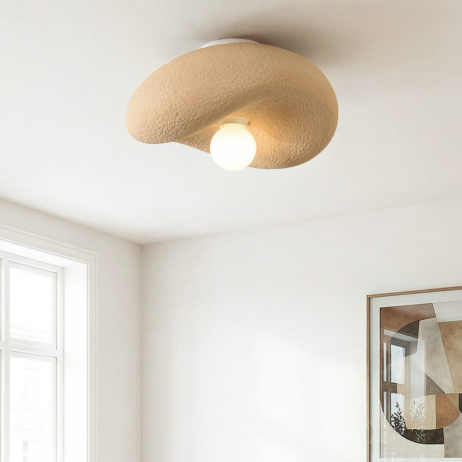 Wabi Sabi-loftlampe Kawa 41 cm med steneffekt - gyldenbrun