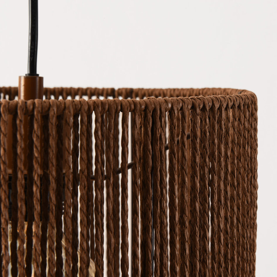 Standerlampe med flettet papirskærm, beigebraun - 160 cm - Reed