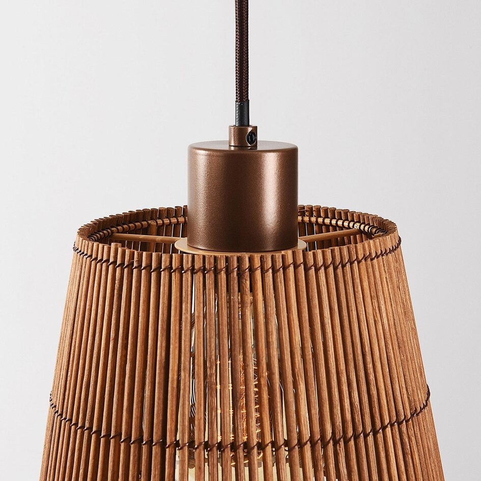 Pendel med 3 bambuslamper og bronze-detaljer - Veya