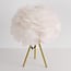 Bordlampe Saphira med hvide fjer