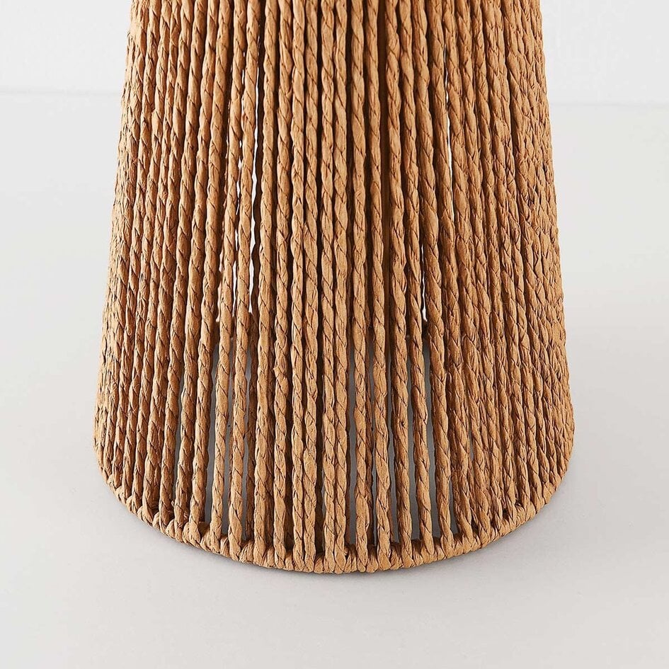 Bordlampe Ranpu Boho-chic brun med hvid lampeskærm