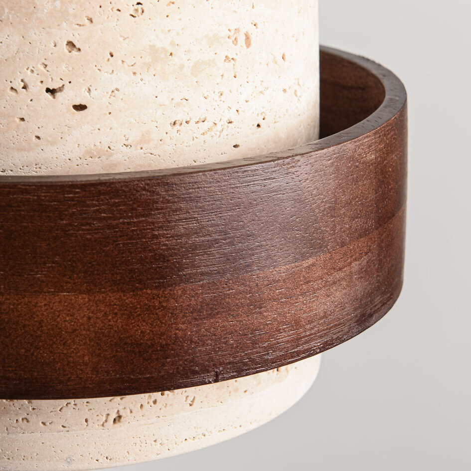 Pendel i travertin (natursten) og træ, 2 lyspunkter - Travé