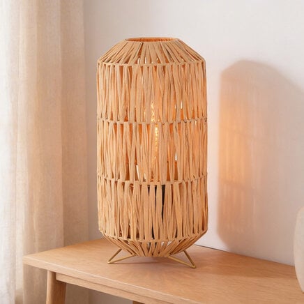 Bordlampe Arena af raffiapapir - beige