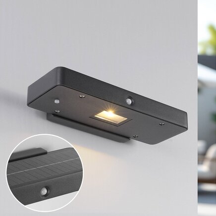 Kompakt solcelle væglampe med sensor - Nero