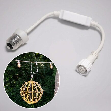 Hvid E27 adapter - tilslut julebelysning til party lyskæde